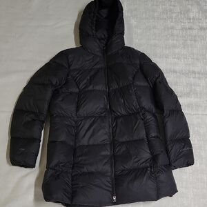 Eddie Bauer Womens XL Down Black Hooded Puffer Coat Jacket